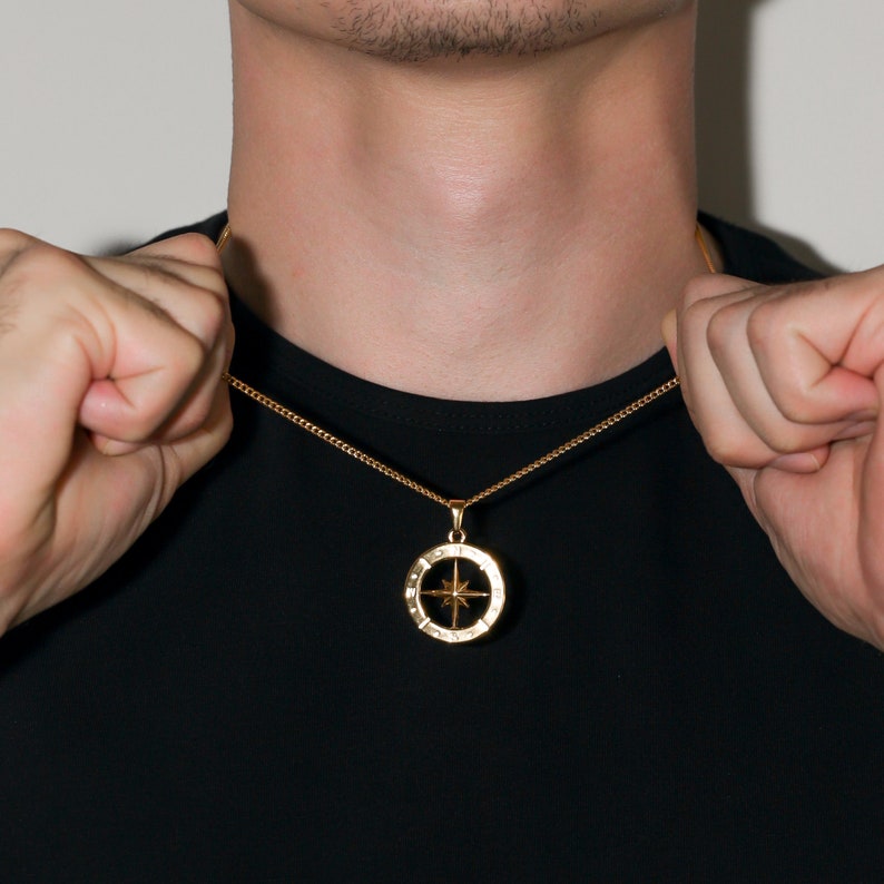 Compass Pendant Necklace For Men