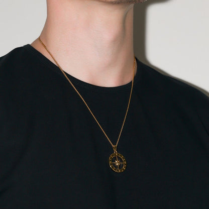 Compass Pendant Necklace For Men