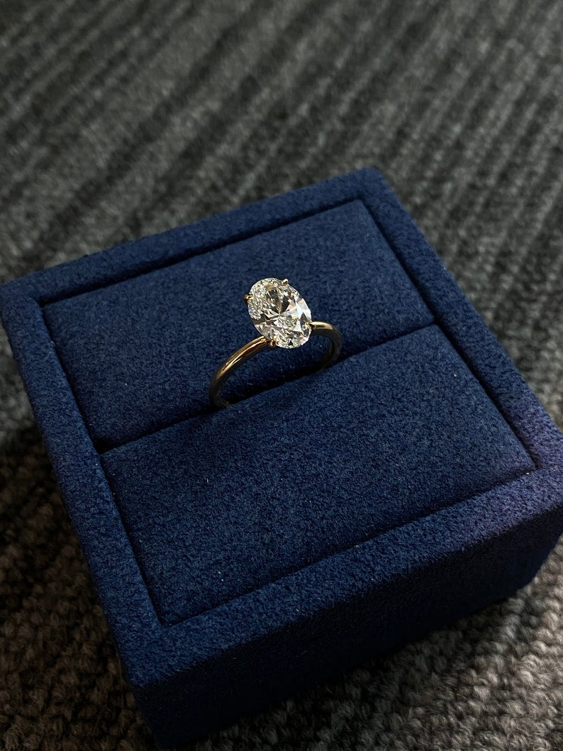 Marquise Shaped Three Stone Lab Grown Diamond Engagement Ring