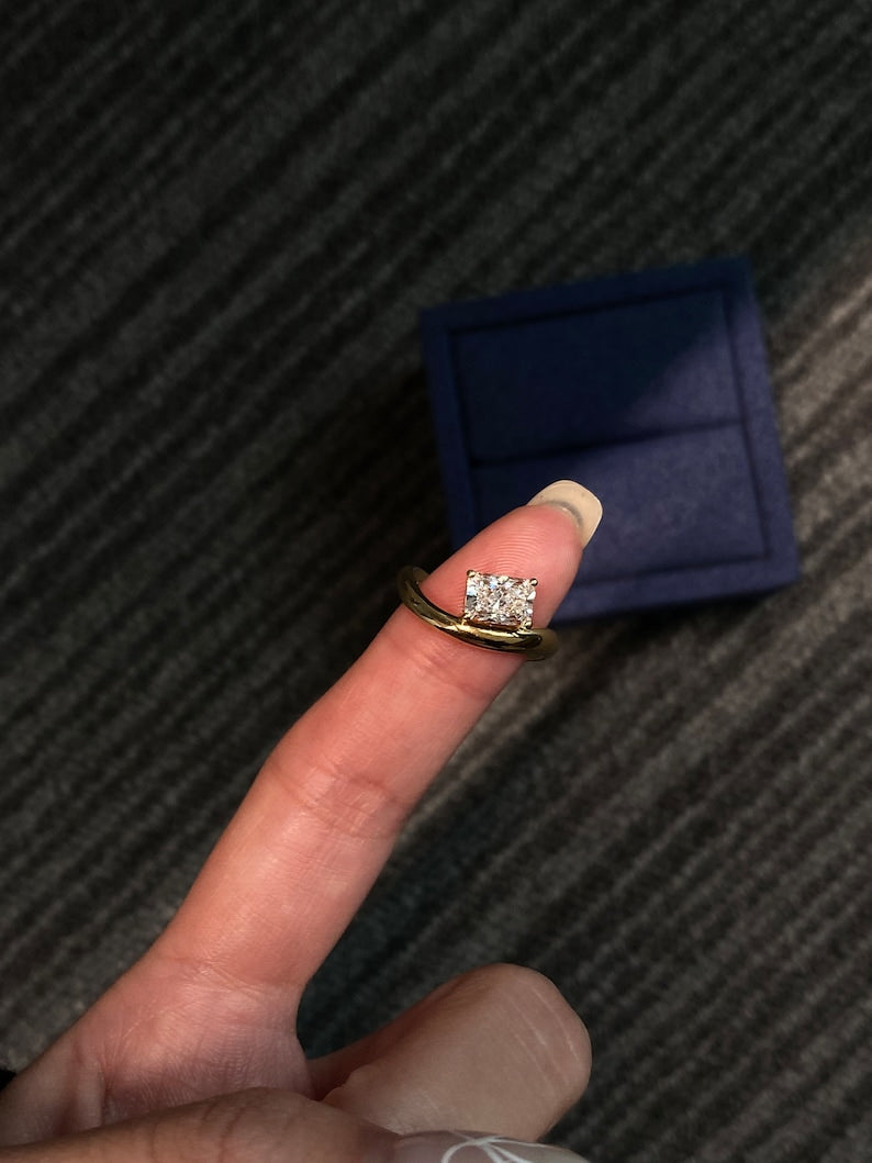 Marquise Shaped Three Stone Lab Grown Diamond Engagement Ring