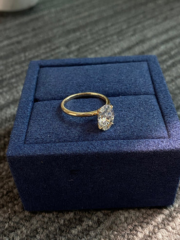 Marquise Shaped Three Stone Lab Grown Diamond Engagement Ring