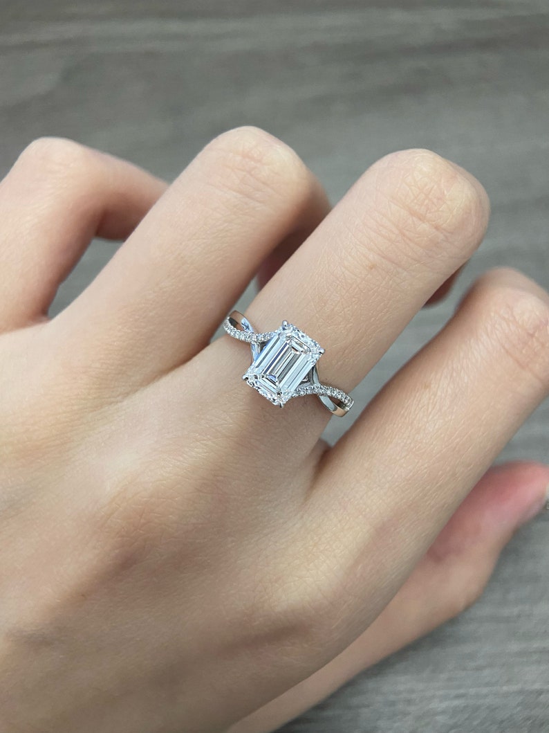 Marquise Shaped Three Stone Lab Grown Diamond Engagement Ring