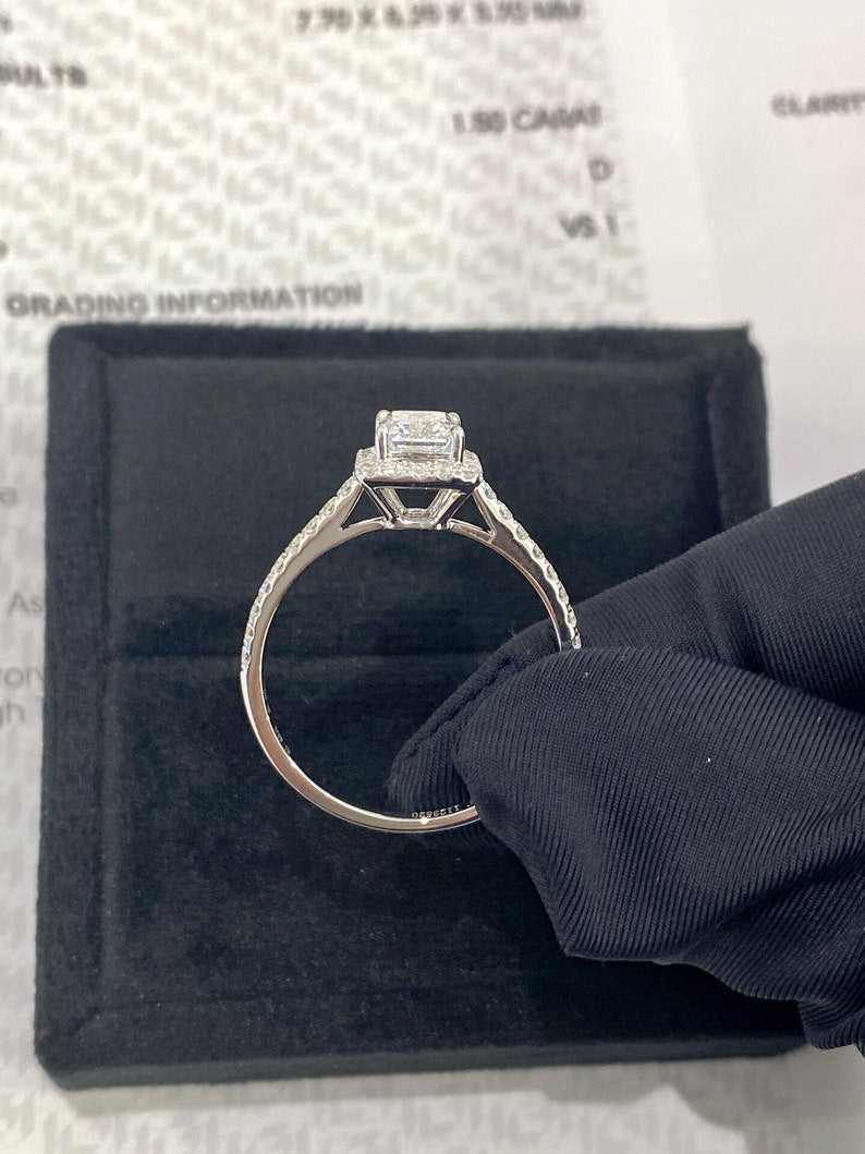 Marquise Shaped Three Stone Lab Grown Diamond Engagement Ring