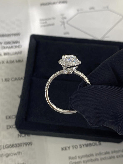 Marquise Shaped Three Stone Lab Grown Diamond Engagement Ring