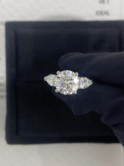 Marquise Shaped Three Stone Lab Grown Diamond Engagement Ring