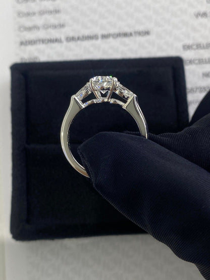 Marquise Shaped Three Stone Lab Grown Diamond Engagement Ring