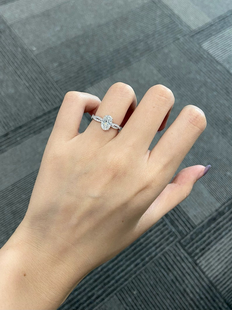 Marquise Shaped Three Stone Lab Grown Diamond Engagement Ring