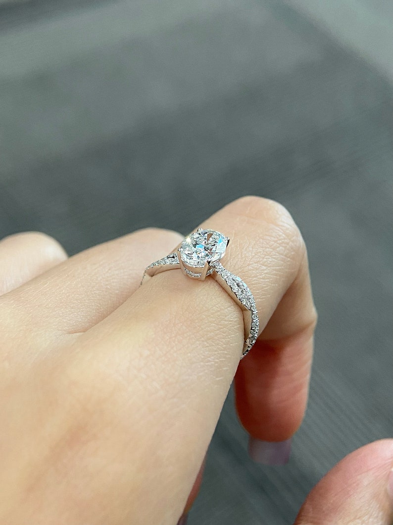 Marquise Shaped Three Stone Lab Grown Diamond Engagement Ring