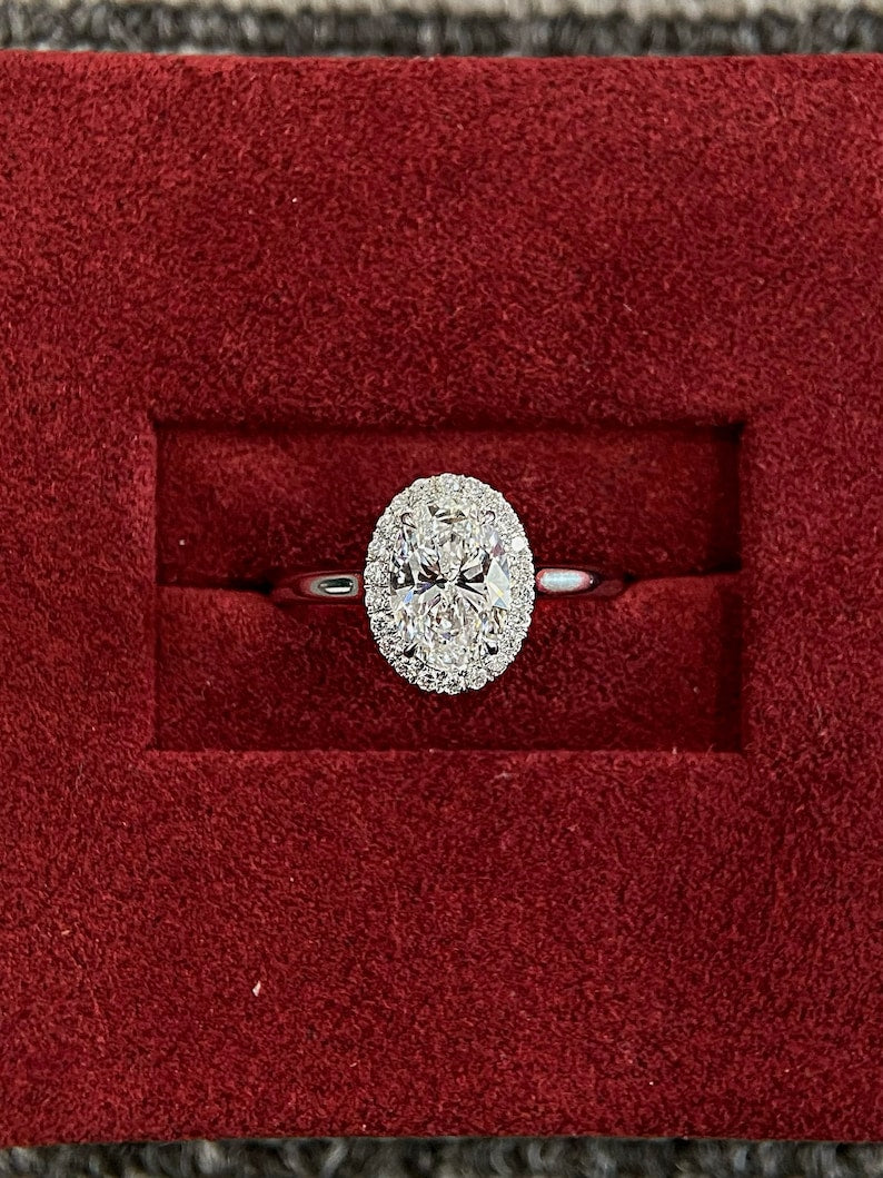 Marquise Shaped Three Stone Lab Grown Diamond Engagement Ring