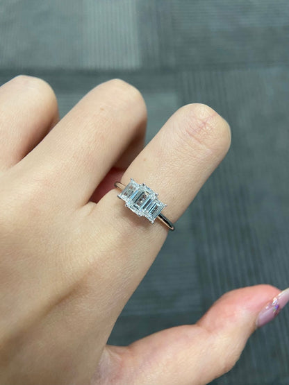 Marquise Shaped Three Stone Lab Grown Diamond Engagement Ring