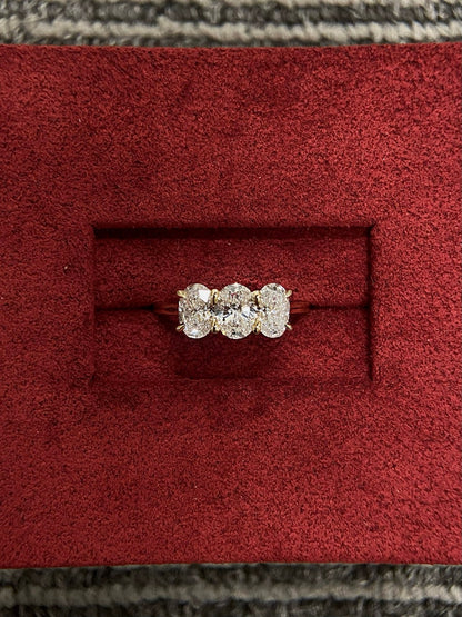 Marquise Shaped Three Stone Lab Grown Diamond Engagement Ring