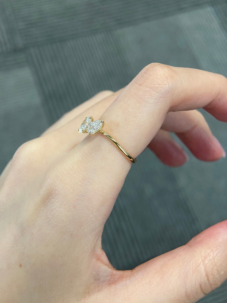 Marquise Shaped Three Stone Lab Grown Diamond Engagement Ring