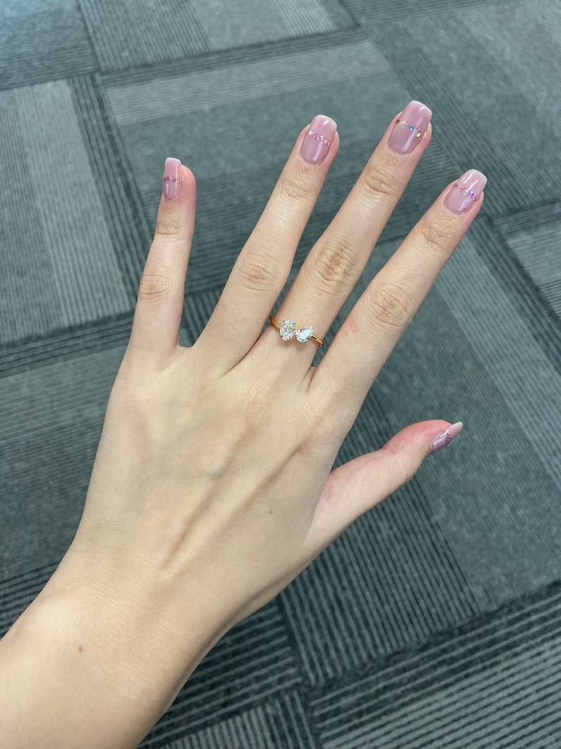 Marquise Shaped Three Stone Lab Grown Diamond Engagement Ring