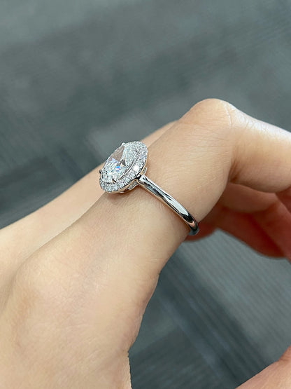 Marquise Shaped Three Stone Lab Grown Diamond Engagement Ring