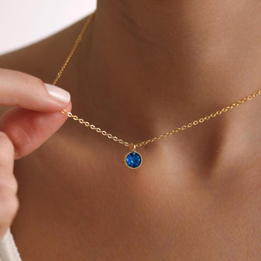 0.20 CT Round Solitaire Blue Topaz Gemstone Necklace