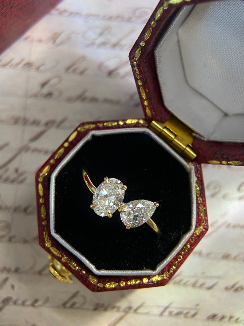 Marquise Shaped Three Stone Lab Grown Diamond Engagement Ring