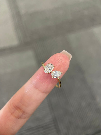 Marquise Shaped Three Stone Lab Grown Diamond Engagement Ring