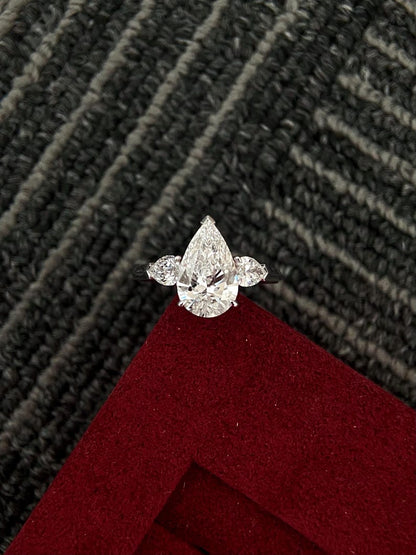 Marquise Shaped Three Stone Lab Grown Diamond Engagement Ring