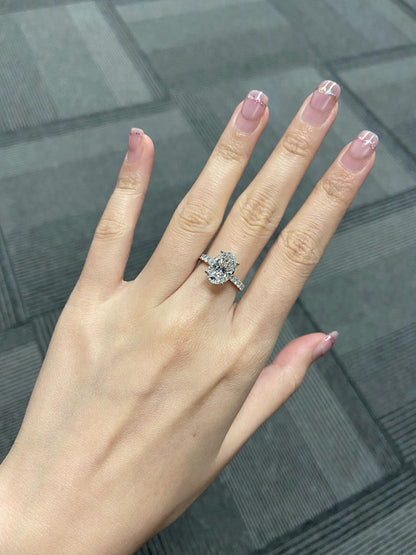 Marquise Shaped Three Stone Lab Grown Diamond Engagement Ring