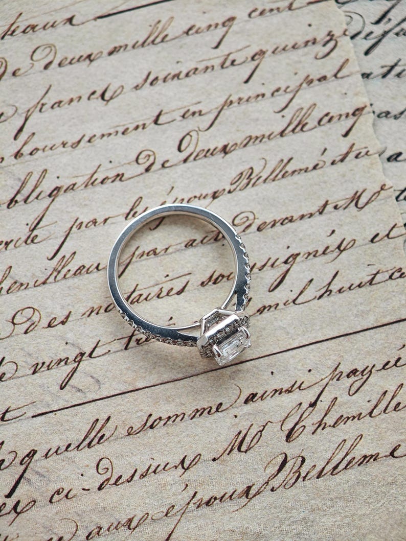 Marquise Shaped Three Stone Lab Grown Diamond Engagement Ring