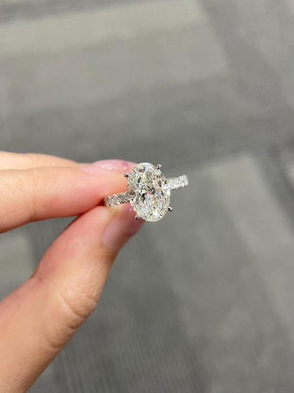 Marquise Shaped Three Stone Lab Grown Diamond Engagement Ring