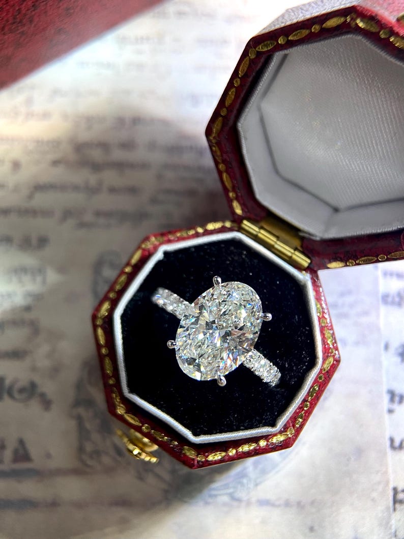 Marquise Shaped Three Stone Lab Grown Diamond Engagement Ring