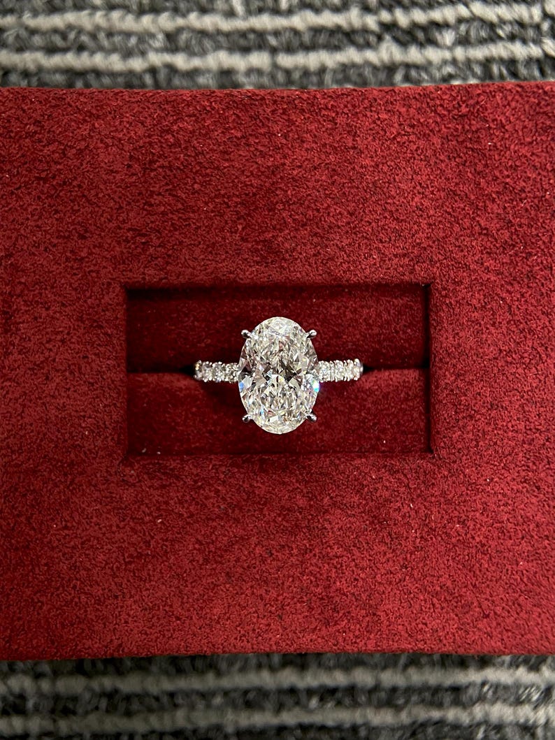 Marquise Shaped Three Stone Lab Grown Diamond Engagement Ring