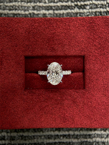 Marquise Shaped Three Stone Lab Grown Diamond Engagement Ring