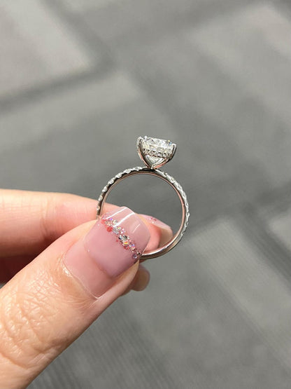 Marquise Shaped Three Stone Lab Grown Diamond Engagement Ring