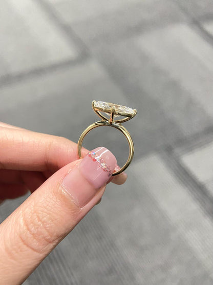 Marquise Shaped Three Stone Lab Grown Diamond Engagement Ring