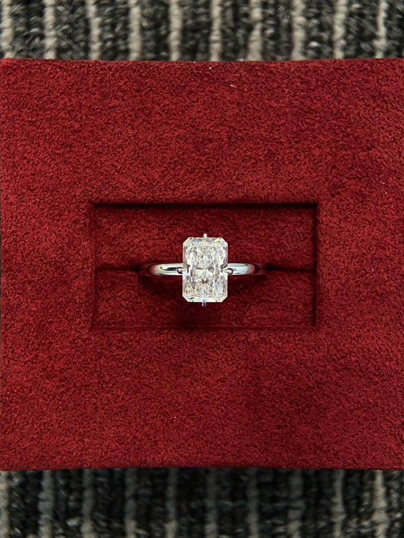 Marquise Shaped Three Stone Lab Grown Diamond Engagement Ring