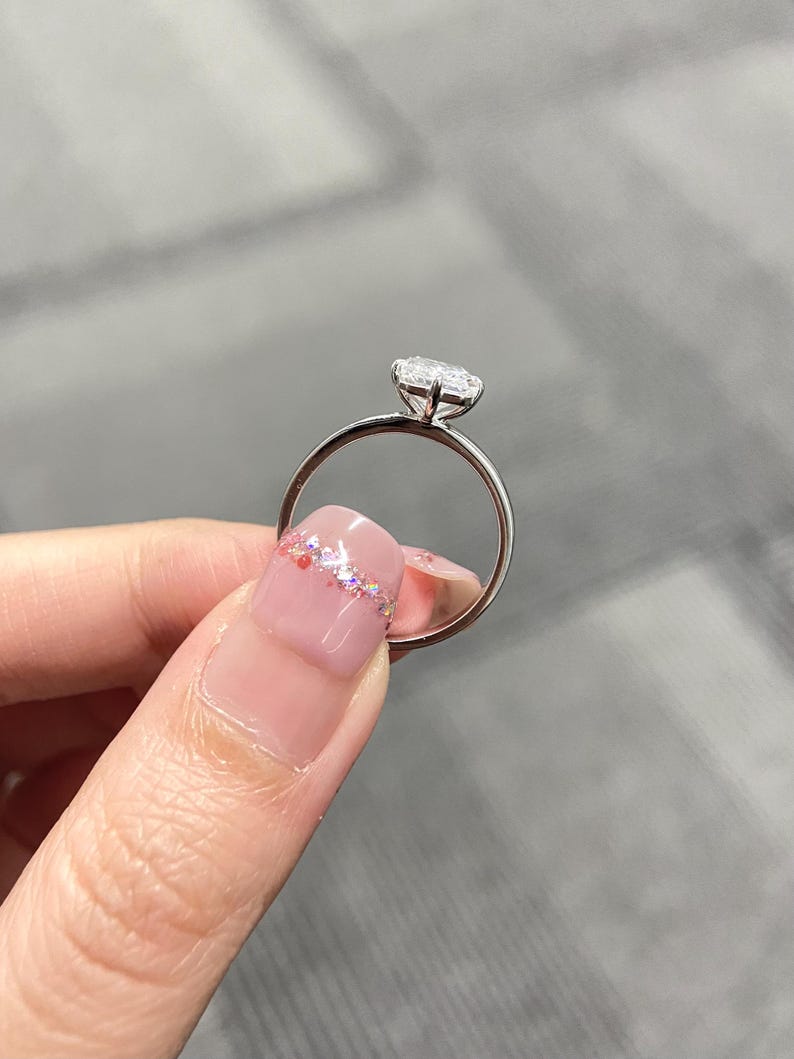 Marquise Shaped Three Stone Lab Grown Diamond Engagement Ring