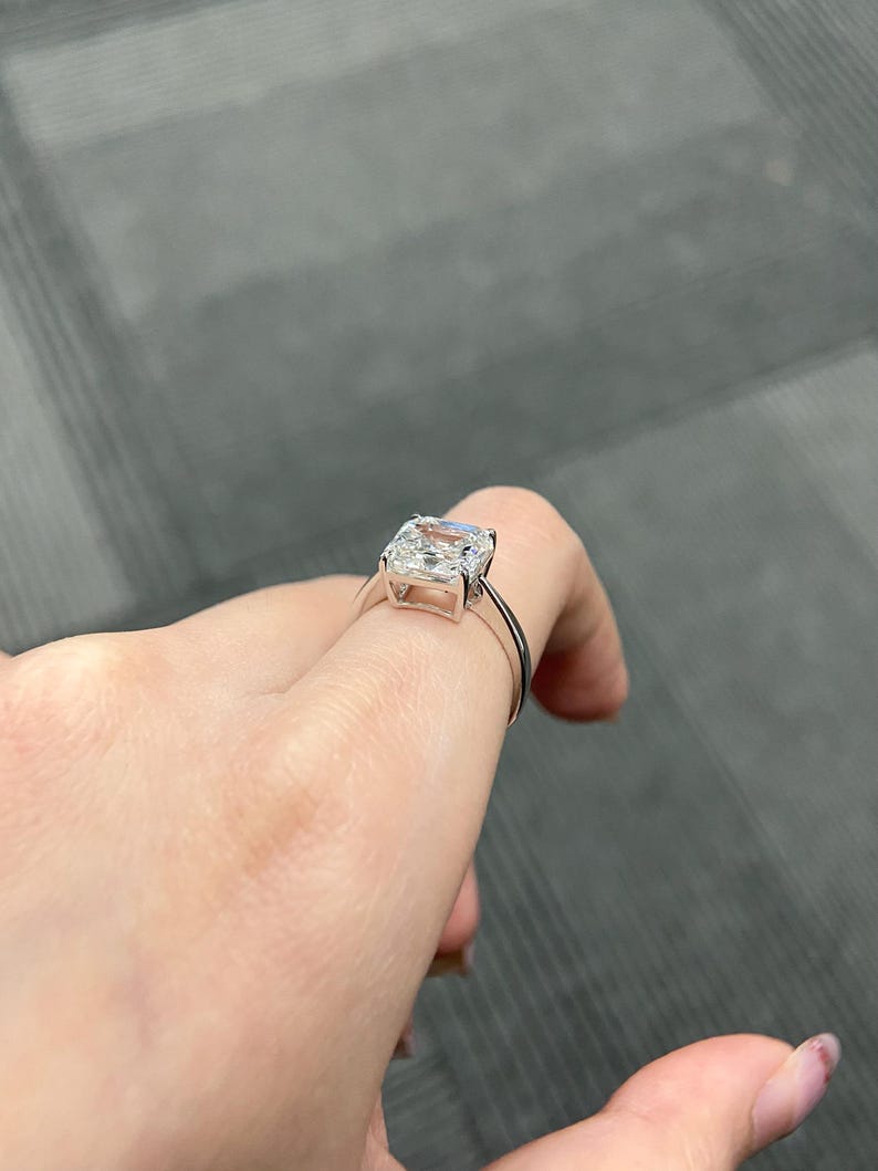 Marquise Shaped Three Stone Lab Grown Diamond Engagement Ring