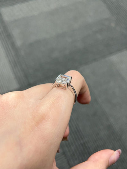 Marquise Shaped Three Stone Lab Grown Diamond Engagement Ring