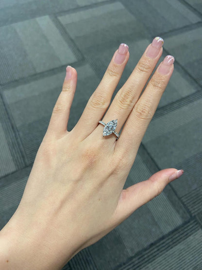 Marquise Shaped Three Stone Lab Grown Diamond Engagement Ring