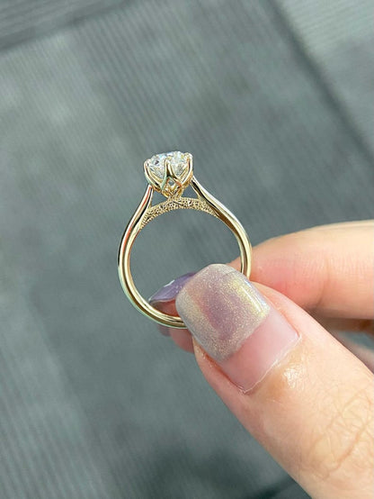 Marquise Shaped Three Stone Lab Grown Diamond Engagement Ring