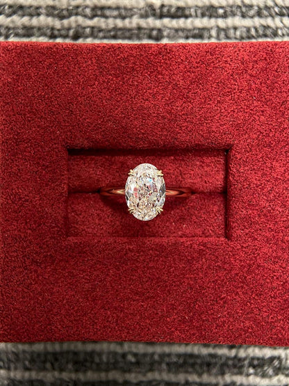 Marquise Shaped Three Stone Lab Grown Diamond Engagement Ring