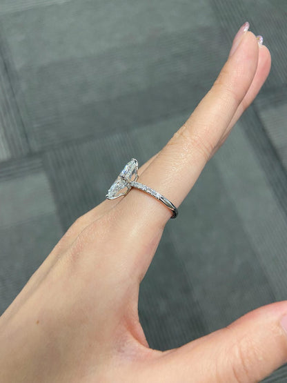 Marquise Shaped Three Stone Lab Grown Diamond Engagement Ring