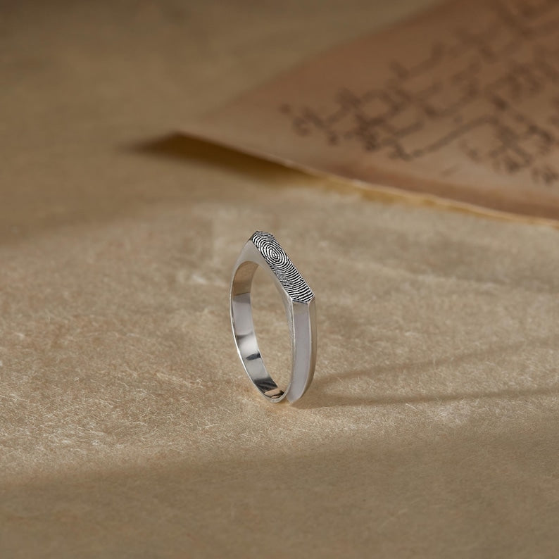 Fingerprint Wedding Band For Loved Ones