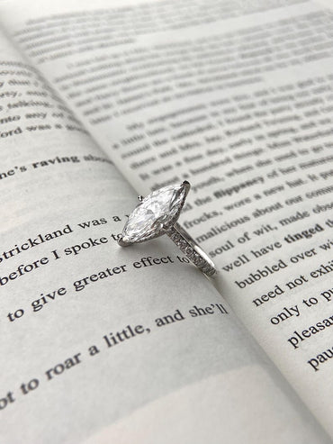 Marquise Shaped Three Stone Lab Grown Diamond Engagement Ring