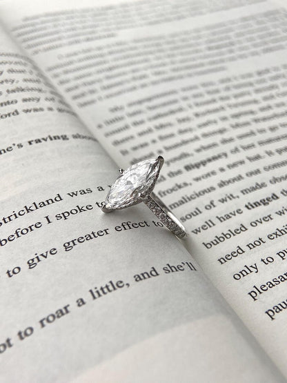 Marquise Shaped Three Stone Lab Grown Diamond Engagement Ring