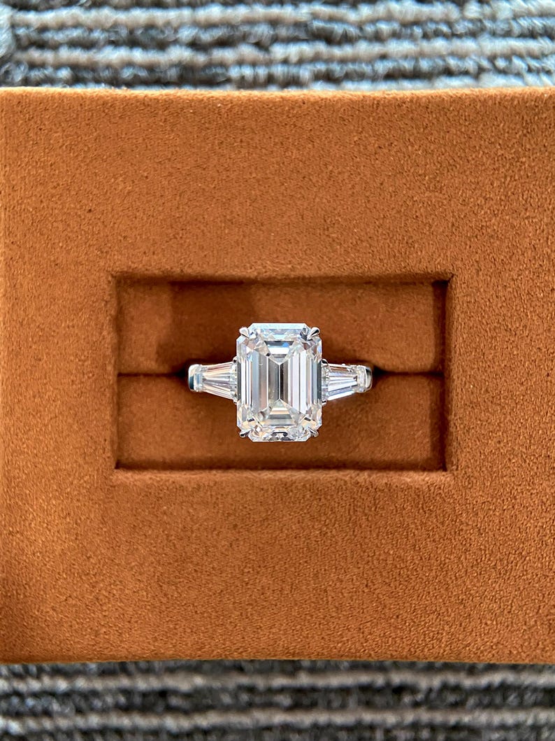 Marquise Shaped Three Stone Lab Grown Diamond Engagement Ring