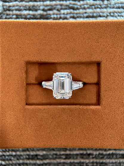 Marquise Shaped Three Stone Lab Grown Diamond Engagement Ring