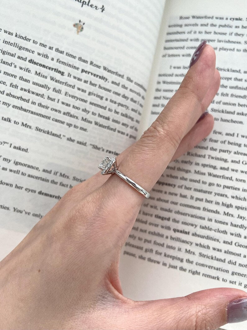 Marquise Shaped Three Stone Lab Grown Diamond Engagement Ring