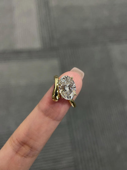 Marquise Shaped Three Stone Lab Grown Diamond Engagement Ring