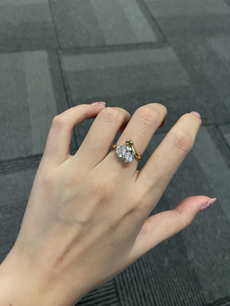 Marquise Shaped Three Stone Lab Grown Diamond Engagement Ring