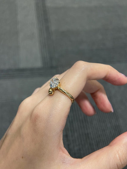 Marquise Shaped Three Stone Lab Grown Diamond Engagement Ring