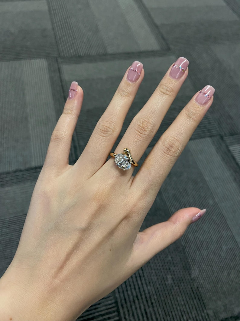 Marquise Shaped Three Stone Lab Grown Diamond Engagement Ring