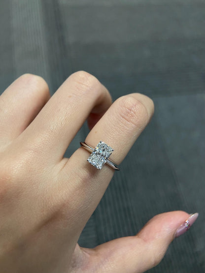 Marquise Shaped Three Stone Lab Grown Diamond Engagement Ring