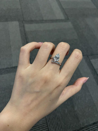 Marquise Shaped Three Stone Lab Grown Diamond Engagement Ring